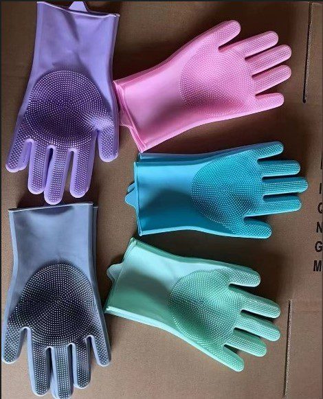 Silicone Scrubber Cleaning Gloves